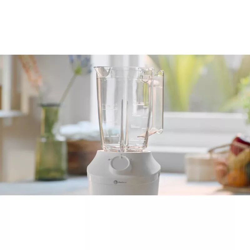 Stalinis blenderis Philips HR2041/00 — 450 W, 1,9 l plastikinis dubuo, nerūdijančio plieno peiliai, baltas