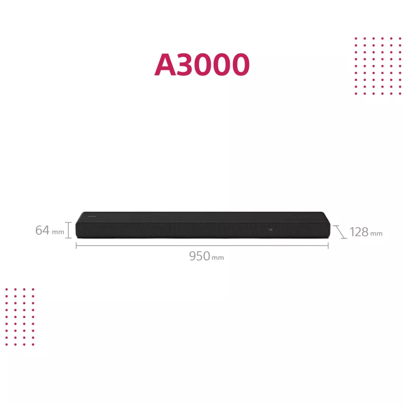 Sony HT-A3000 garso juosta juoda 3.1 kanalų 250 W