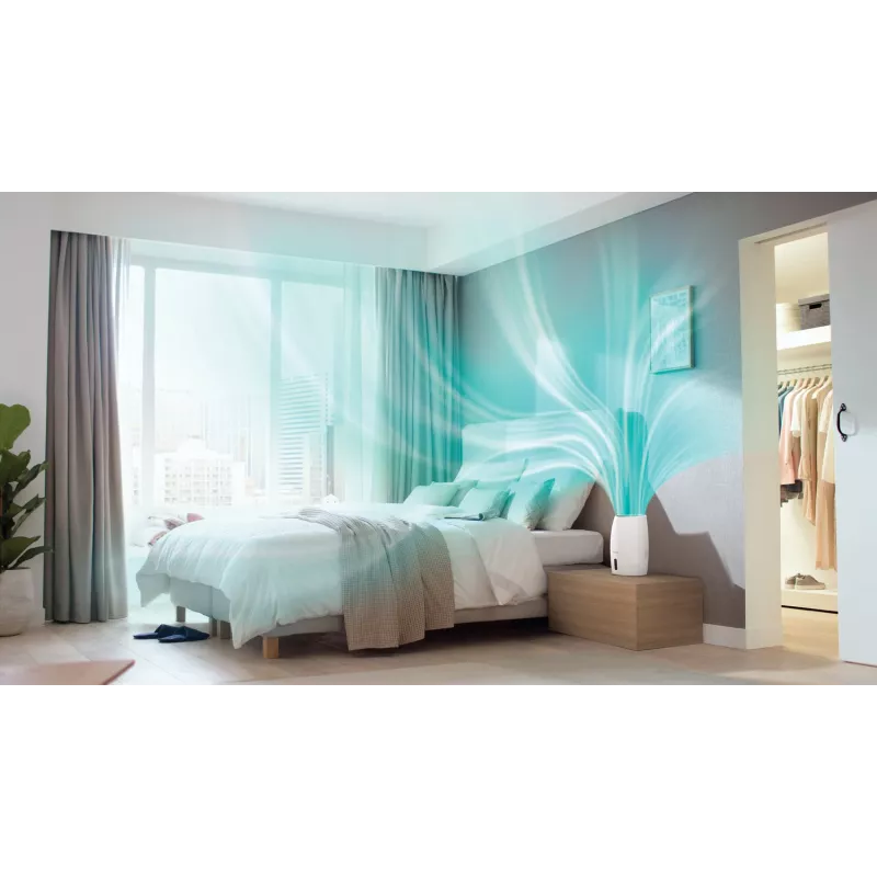 Drėkintuvas Philips HU2716/10 – 2 L bakas, 17 W, 220–240 V, baltas/rožinis auksas, kompaktiškas 220×220×350 mm