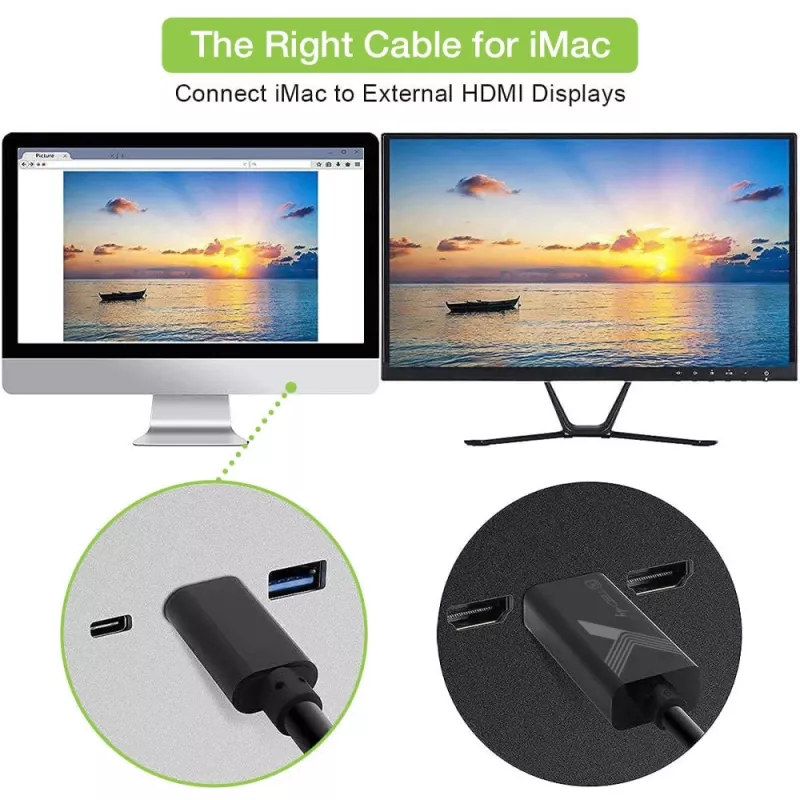 Techly adapterio laidas USB-C (vyriškas) į HDMI 2.0 4K (vyriškas) 2 m juodas