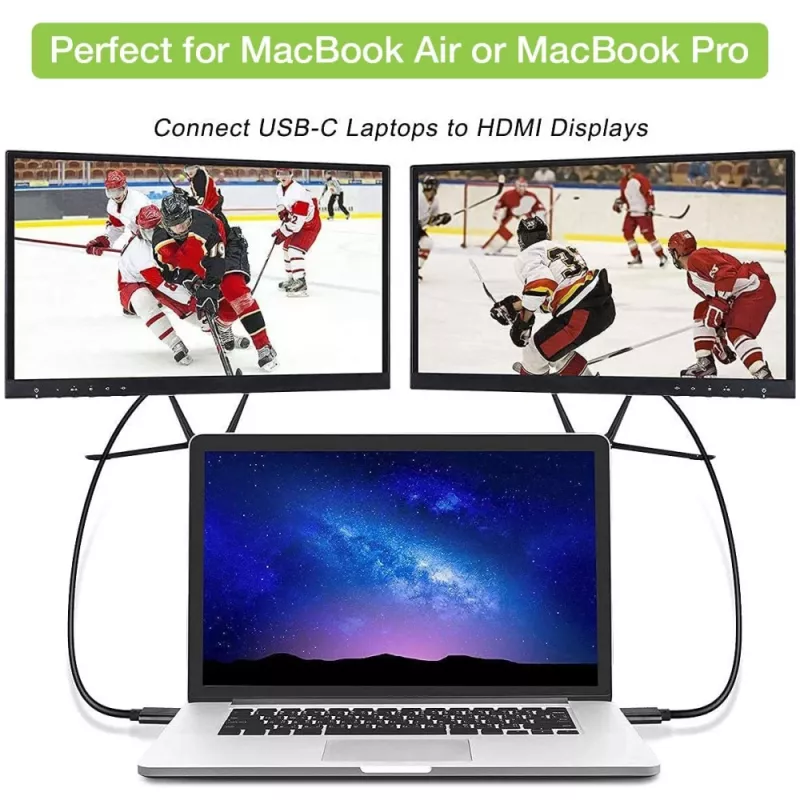 Techly adapterio laidas USB-C (vyriškas) į HDMI 2.0 4K (vyriškas) 2 m juodas
