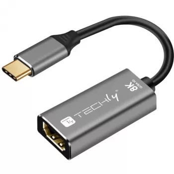 Techly IADAP-USBC-HDMI8 USB-C į HDMI adapteris, 7680 x 4320 pikseliai, juoda, sidabrinė