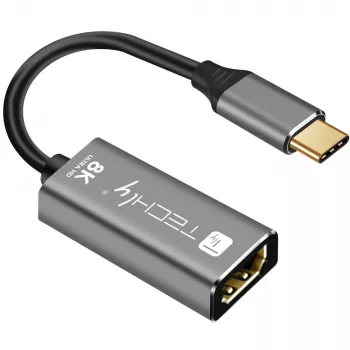 Techly IADAP-USBC-HDMI8 USB-C į HDMI adapteris, 7680 x 4320 pikseliai, juoda, sidabrinė