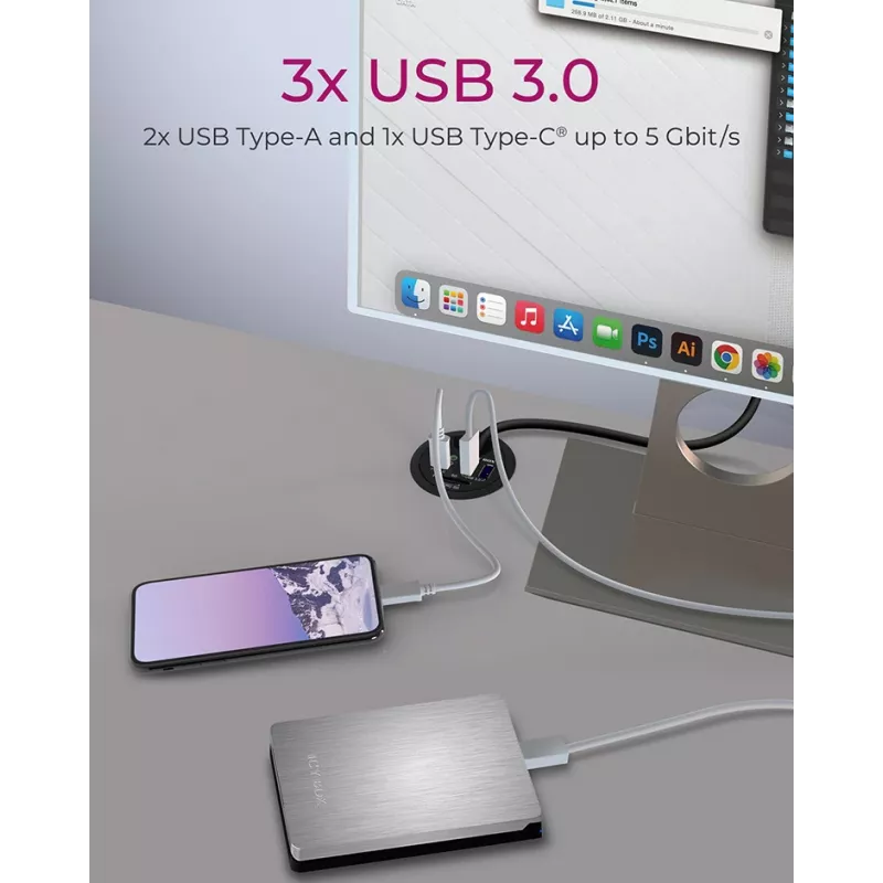 ICY BOX IB-HUB1404A USB 3.0 lizdų išplėtimo blokas, juodas