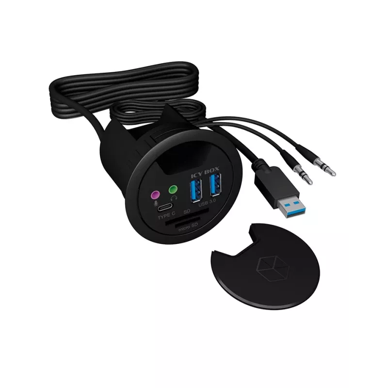 ICY BOX IB-HUB1404A USB 3.0 lizdų išplėtimo blokas, juodas