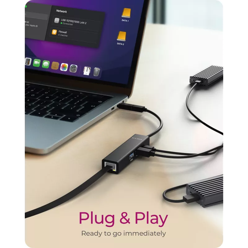 ICY BOX IB-HUB1439-LAN Laidinė USB 3.2 Gen 1 (3.1 Gen 1) Type-A jungtis Juoda