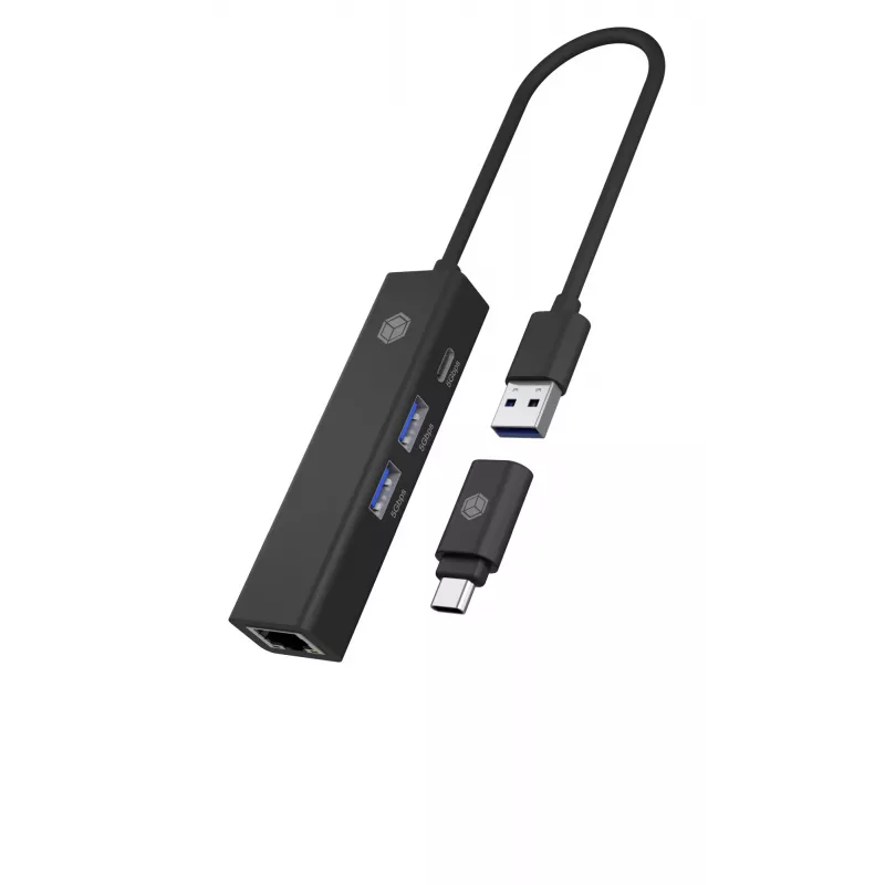 ICY BOX IB-HUB1439-LAN Laidinė USB 3.2 Gen 1 (3.1 Gen 1) Type-A jungtis Juoda