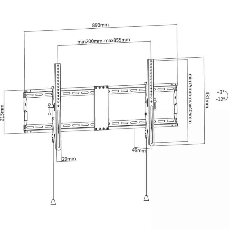 TV laikiklis Techly ICA-PLB 590 iki 90 colių (229 cm) juodas
