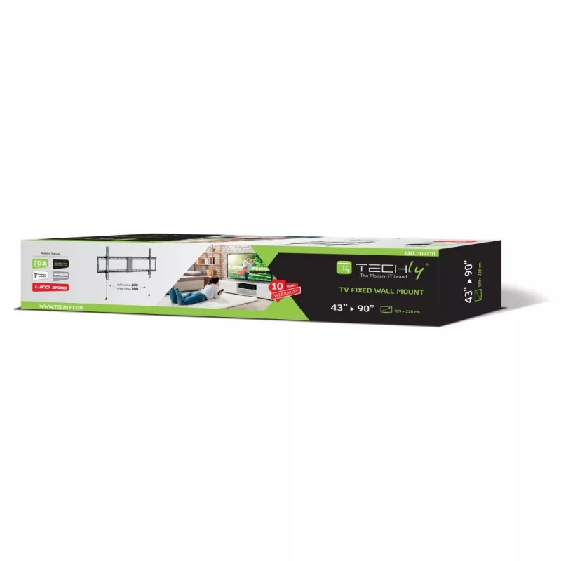Techly fiksuotas sieninis laikiklis televizoriui LED TV LCD 43-90 col.