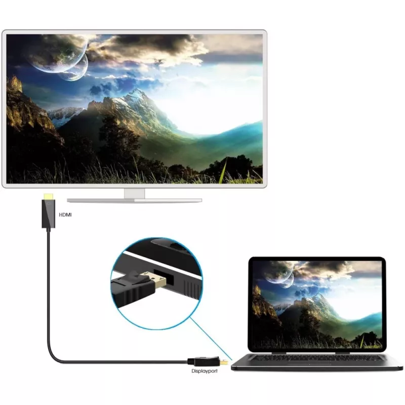 Techly Converter laidas 1m DisplayPort į HDMI 1.2 4K ICOC DSP-H12-010