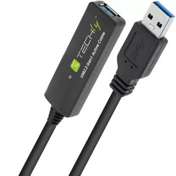 Techly ICUR30100G USB 3.2 Gen 1 laidas, USB A – USB A, 10 m, juodas