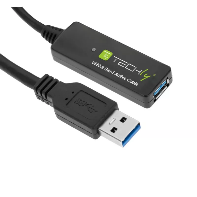 Techly ICUR30100G USB 3.2 Gen 1 laidas, USB A – USB A, 10 m, juodas