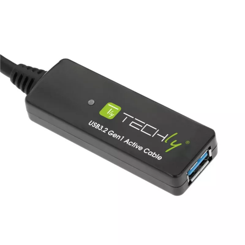 Techly ICUR30100G USB 3.2 Gen 1 laidas, USB A – USB A, 10 m, juodas