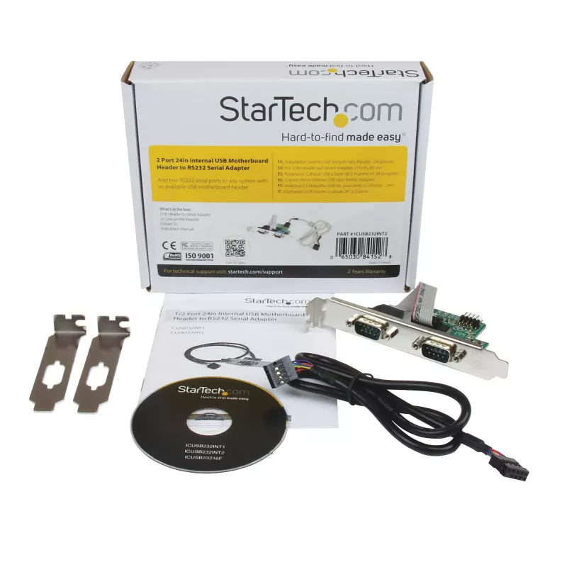 StarTech.com 24 colių vidinis USB pagrindinės plokštės lizdo į 2 prievadų RS232 serijos adapteris
