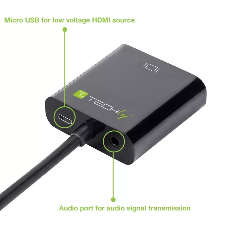 Techly HDMI į VGA adapteris su mikro USB ir garsu IDATA HDMI-VGA2AU