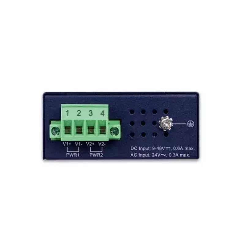 Nevaldomas Gigabit Ethernet jungiklis PLANET IGS-510TF — 4 x 10/100/1000 Mbps, 10 Gbit/s perjungimas, 9–48 V DC, montuojamas ant sienos