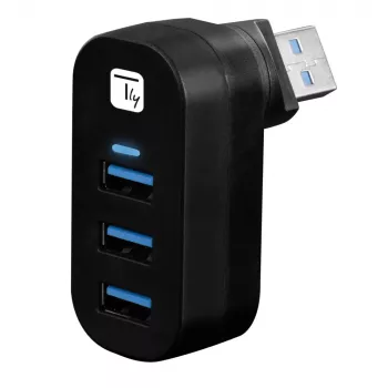 Techly IUSB3-HUB3-ROTB USB 3.2 Gen 1 trijų prievadų šakotuvas, juodas