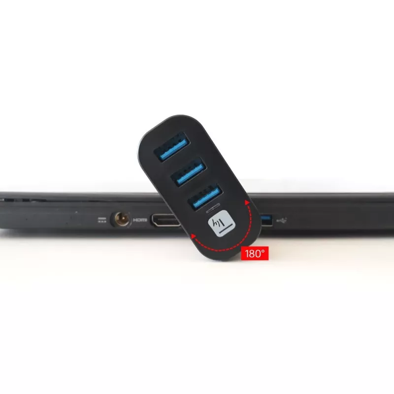 Techly IUSB3-HUB3-ROTB USB 3.2 Gen 1 trijų prievadų šakotuvas, juodas