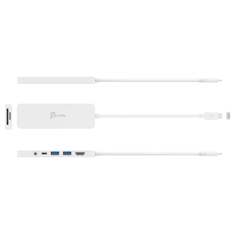 USB-C kelių prievadų adapteris j5create JCD373-N 60W Power Delivery 4K