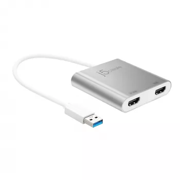 j5create JUA365 USB™ 3.0 į Dual HDMI kelių monitorių adapteris, sidabrinis