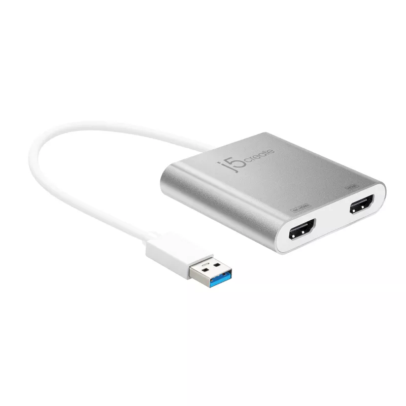 j5create JUA365 USB™ 3.0 į Dual HDMI kelių monitorių adapteris, sidabrinis