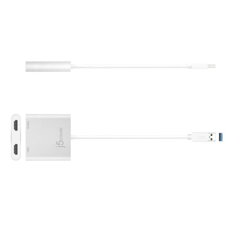 j5create JUA365 USB™ 3.0 į Dual HDMI kelių monitorių adapteris, sidabrinis