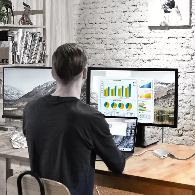 j5create JUA365 USB™ 3.0 į Dual HDMI kelių monitorių adapteris, sidabrinis
