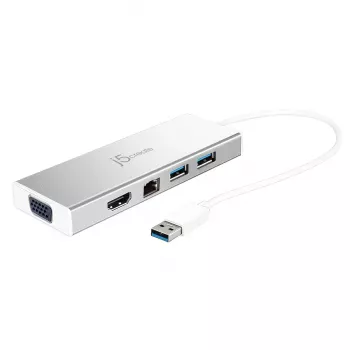 j5create JUD380 USB™ 3.0 Mini Dock, 1x HDMI, 3x USB, sidabrinė