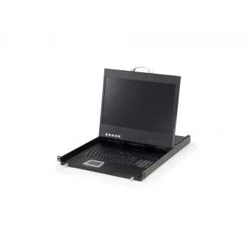 LevelOne KVM-8901 19 colių plačiaekranis LCD KVM konsolės stalčius su JAV klaviatūra
