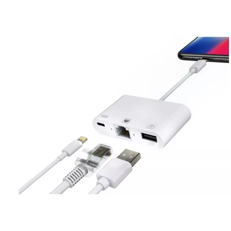 Microconnect LIGHT-HUB2 nešiojamojo kompiuterio dokas / prievadų kartotuvas, šviesiai balta