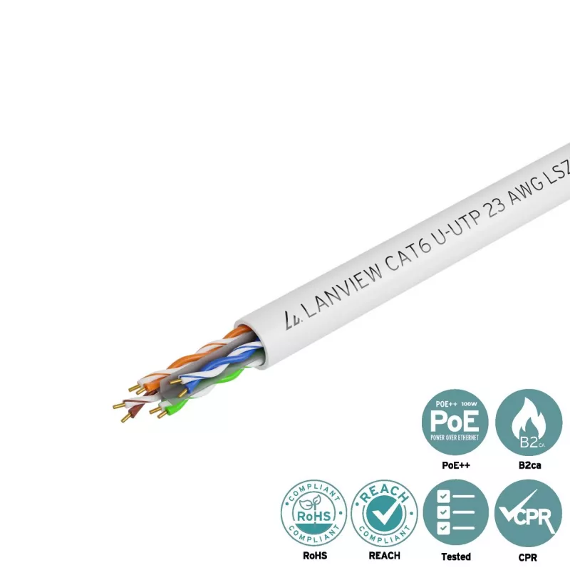 Tinklo kabelis Lanview LVN122114 305 m Cat6 U/UTP 10000 Mbit/s Baltas