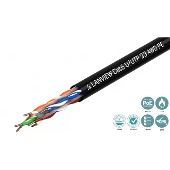 Lanview LVN122151 tinklo kabelis juodas 305 m Cat6 U/UTP 10000 Mbit/s