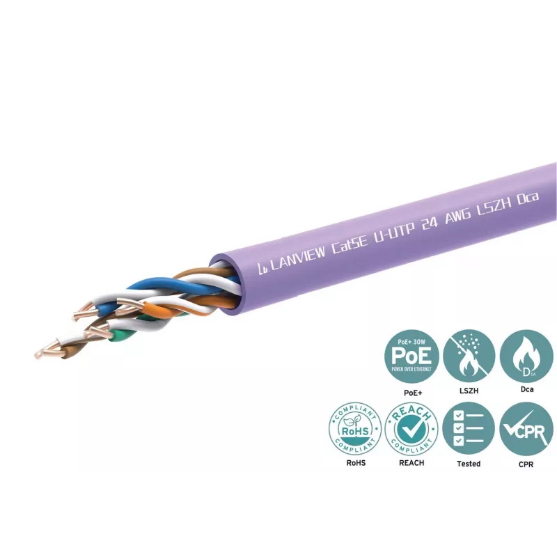 Tinklo kabelis Lanview LVN122152 RJ45 Cat5e 305 m violetinis
