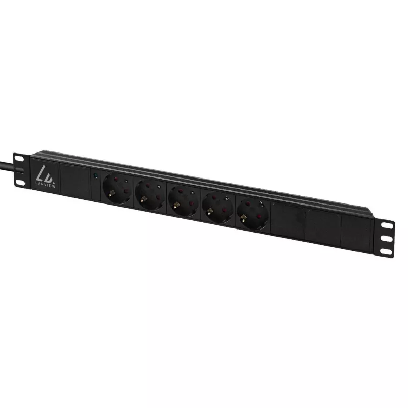 Lanview LVR-3MSCH-LIC-SCH5 1U 10A 5x Schuko maitinimo skirstytuvas 3m