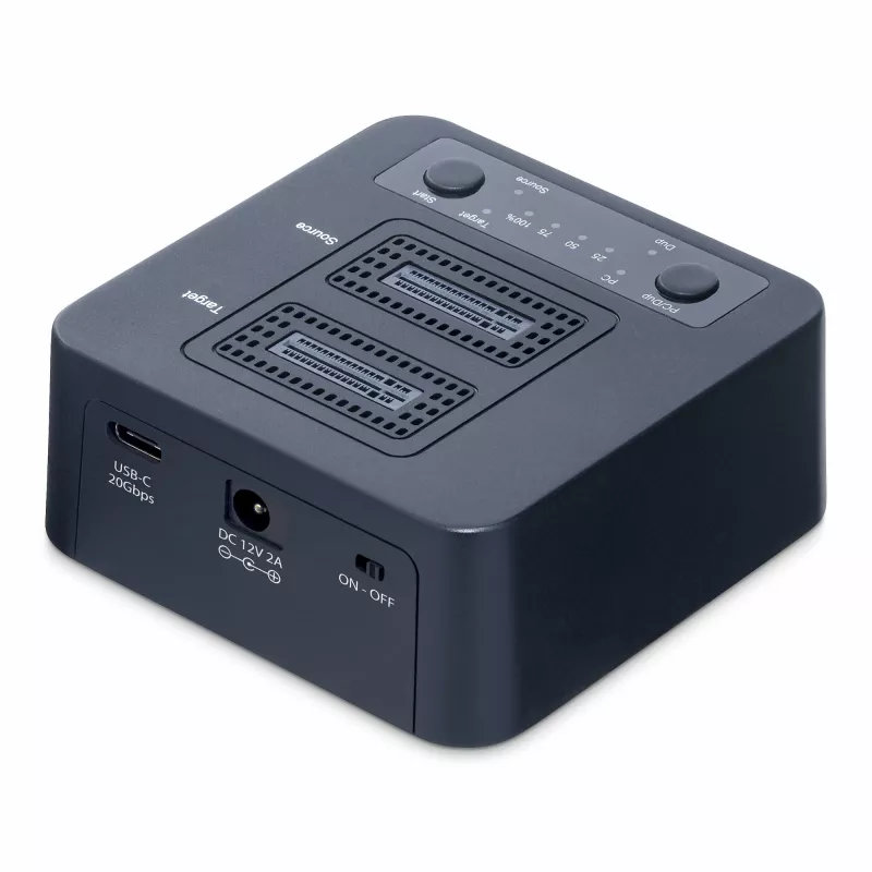 „StarTech.com“ M.2 NVMe diskų kopijavimo įrenginys 1:1, nepriklausomas M.2 SSD klonavimo įrenginys iki 90 GB/min, USB 3.2 20 Gbps M.2 dviejų lizdų dokas, su USB-C / A laidais