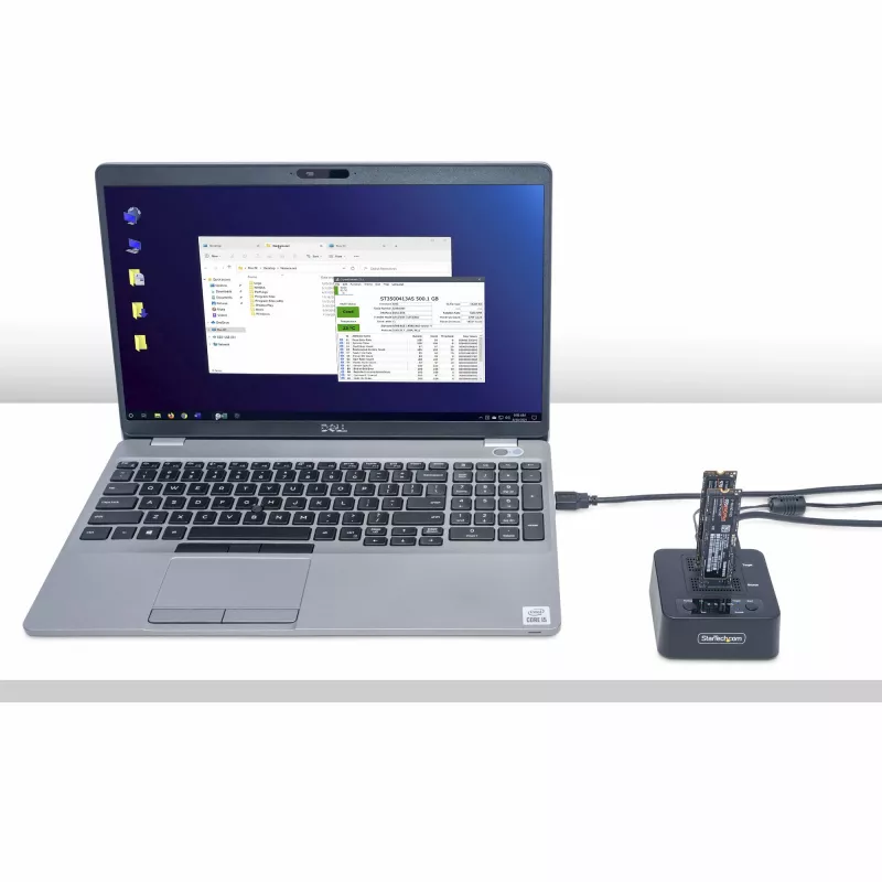 „StarTech.com“ M.2 NVMe diskų kopijavimo įrenginys 1:1, nepriklausomas M.2 SSD klonavimo įrenginys iki 90 GB/min, USB 3.2 20 Gbps M.2 dviejų lizdų dokas, su USB-C / A laidais