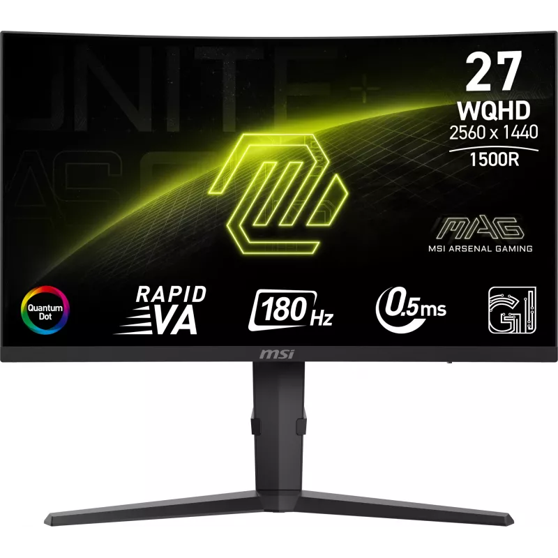 Monitorius MSI MAG 275CQRF QD E2, 68,6 cm (27 colių), 2560 x 1440 pikselių, Wide Quad HD, juodas
