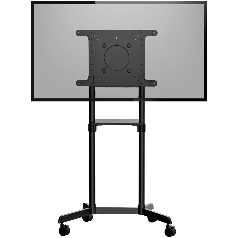 StarTech.com Mobilus televizoriaus stovas ant ratukų 37-70 colių VESA ekranams (70 kg) – TV stovas su lentyna ir saugojimo skyriumi – Sukamas/pakreipiamas ekranas – Universalus TV laikiklis ant ratų