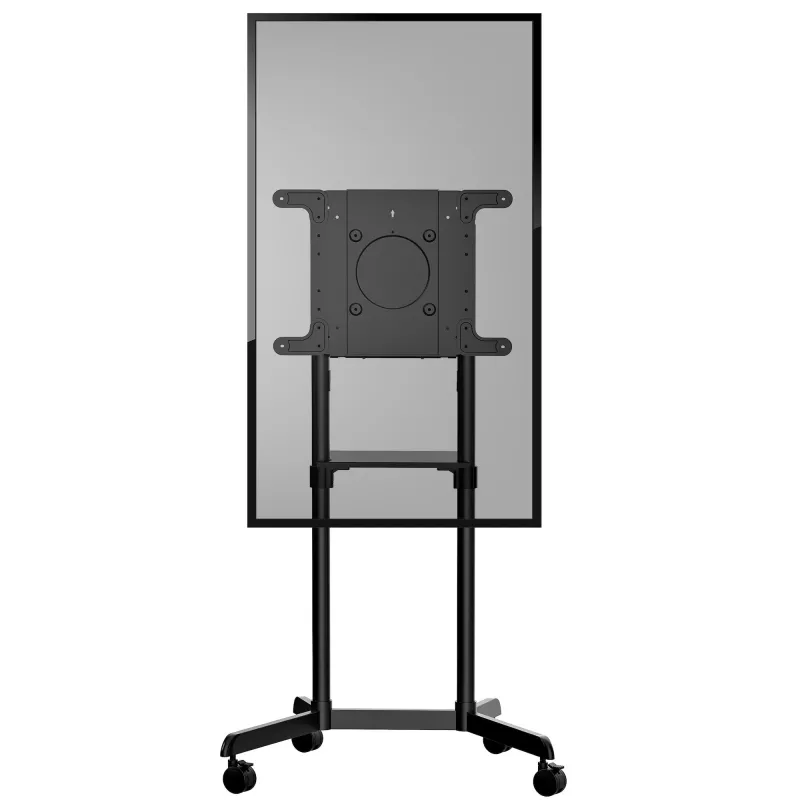 StarTech.com Mobilus televizoriaus stovas ant ratukų 37-70 colių VESA ekranams (70 kg) – TV stovas su lentyna ir saugojimo skyriumi – Sukamas/pakreipiamas ekranas – Universalus TV laikiklis ant ratų