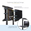 StarTech.com Mobilus televizoriaus stovas ant ratukų 37-70 colių VESA ekranams (70 kg) – TV stovas su lentyna ir saugojimo skyriumi – Sukamas/pakreipiamas ekranas – Universalus TV laikiklis ant ratų