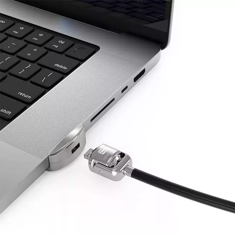 Compulocks Ledge Lock Adapter, skirtas MacBook Pro 16 colių M1 M2 M3, raktinis kabelio užraktas, sidabrinis