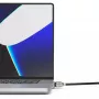 Compulocks Ledge Lock Adapter, skirtas MacBook Pro 16 colių M1 M2 M3, raktinis kabelio užraktas, sidabrinis