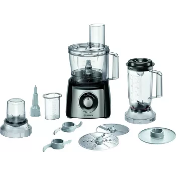Virtuvinis kombainas Bosch MCM3PM386 — 900 W variklis, 2,3 L dubuo, juodos/spalvotos permatomos spalvos