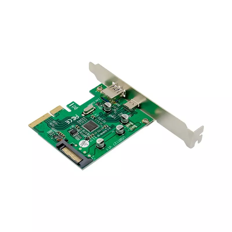 MicroConnect MC-PCIE-ASM1142-CA vidinė PCIe USB 3.2 Gen 1 plokštė su USB-A ir USB-C prievadais