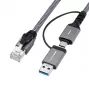 Microconnect CAT6 RJ45 FTP į USB A-C adapterio laidas, 5 m