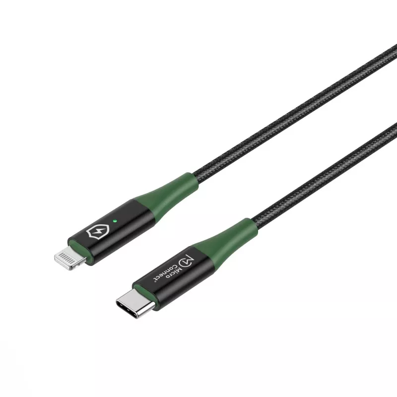 Microconnect MC-SMART USB C-L-1 Lightning laidas 1 m, juoda/žalia