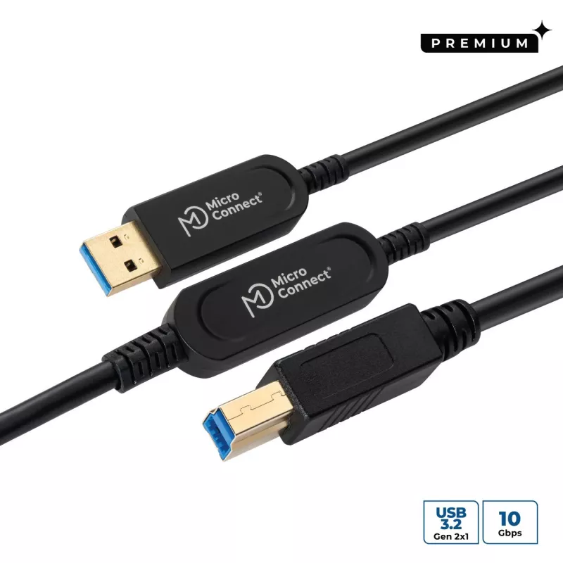 Microconnect MC-USB3.0AB15OP aktyvus optinis USB laidas USB 3.2 Gen 2 (3.1 Gen 2) 15 m USB A USB B juodas