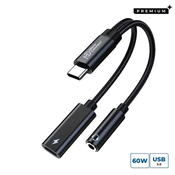Microconnect MC-USBC-AUDIOCF USB-C į USB-C PD ir 3,5 mm audio adapteris, 13 cm, sidabrinis