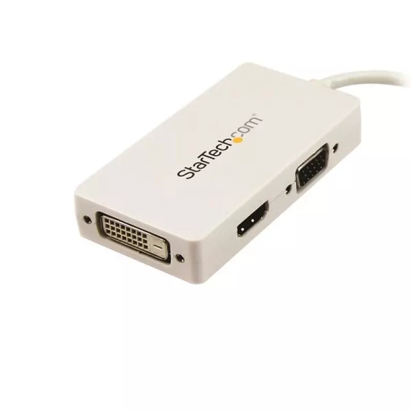 StarTech.com kelioninis A/V adapteris: 3-in-1 Mini DisplayPort į VGA, DVI arba HDMI keitiklis – baltas