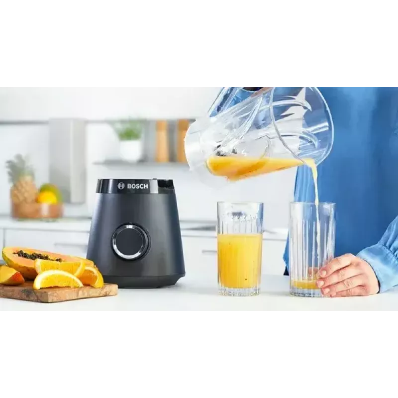 Stalo blenderis Bosch Serie 4 MMB6141B — 1200 W, 1,5 l Tritan indas, 2 greičiai, ledo smulkinimas, juodas